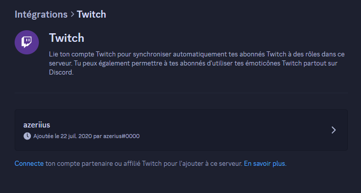 Intrégration Twitch