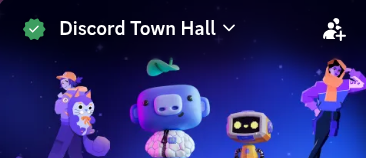 Le serveur Discord TownHall est certifié, indiquant qu'il s'agit d'un serveur officiel de Discord.