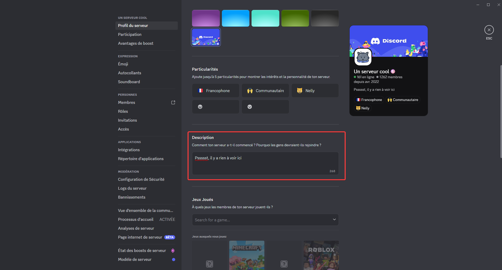Ajout de la description