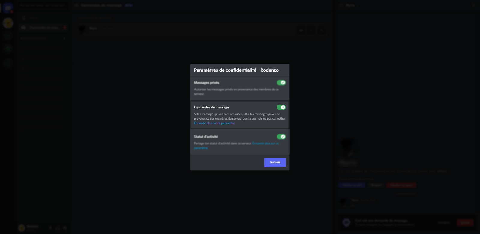 Configuration à un serveur spécifié