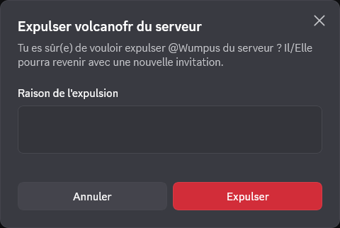 Fenêtre d'expulsion d'un membre