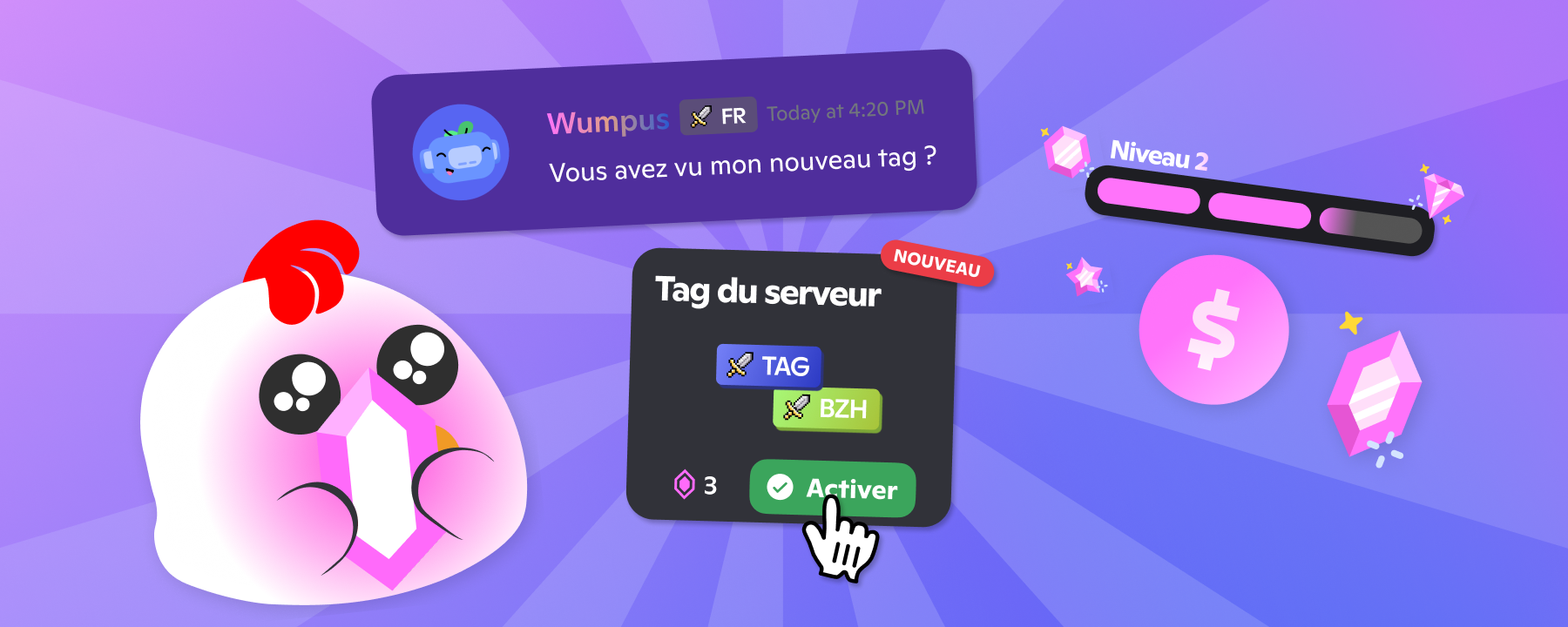 Nouveautés boosts, tags de serveurs