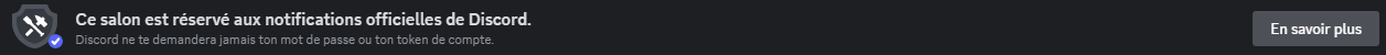 Banière de salon réservé aux notifications officielles de Discord
