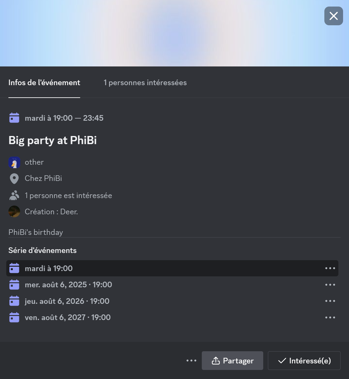 Détails de l'évènement