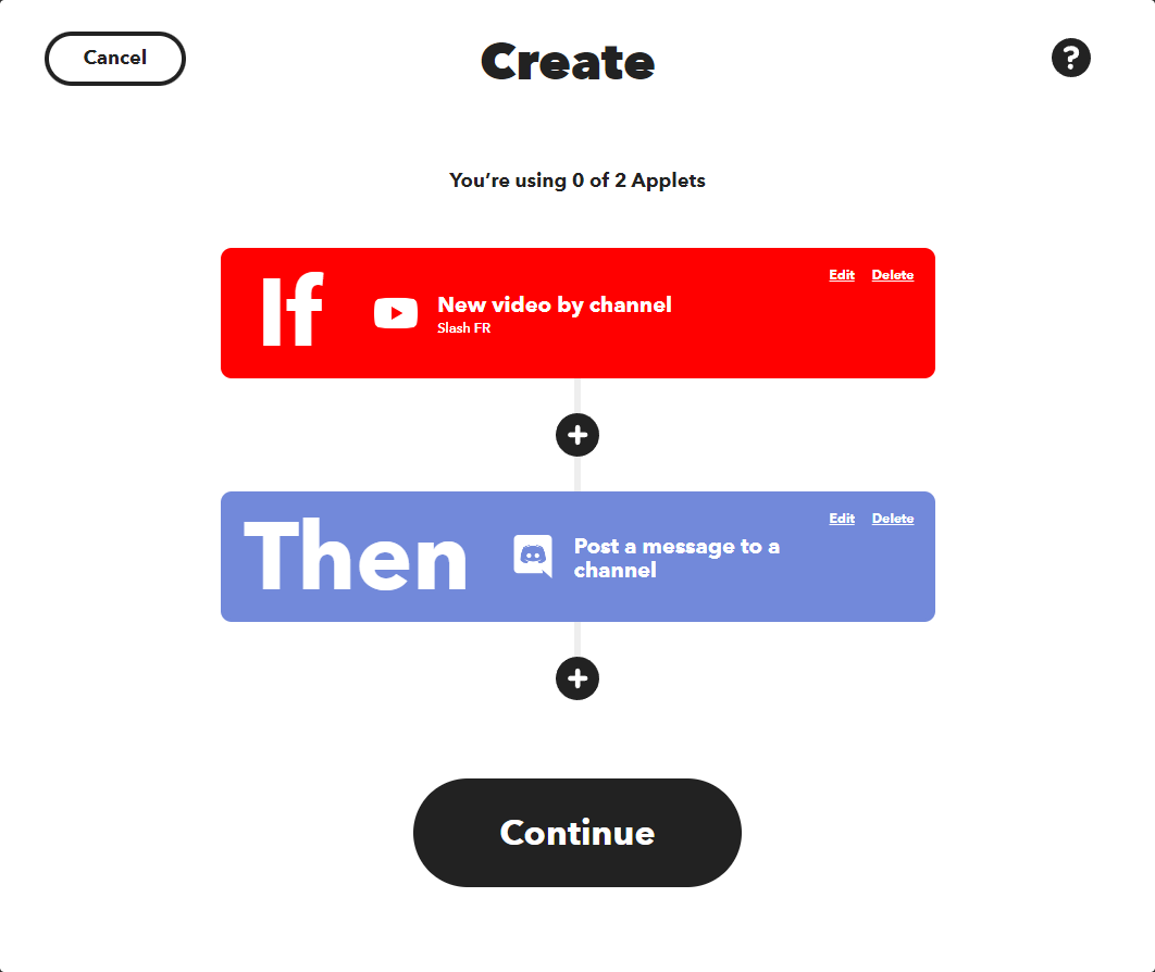 Création d'une automatisation IFTTT