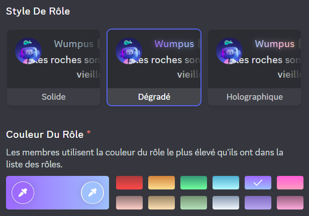 Styles de rôles améliorés