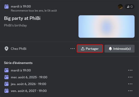 Partager un évènement
