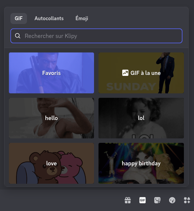 Interface des GIFs sur ordinateur